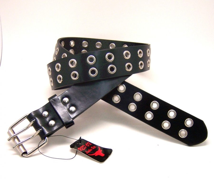 Double Studs Black Fashion Belt (4cm) FRA0023BK