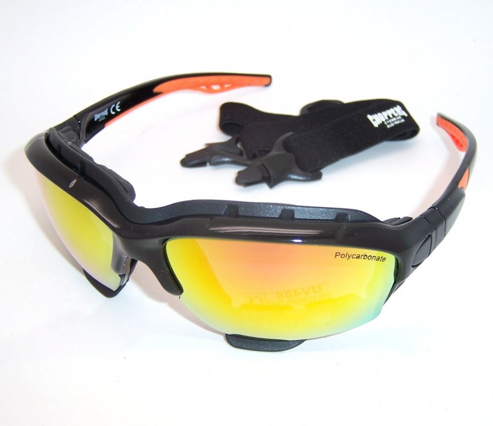 Choppers Convertible Goggles Sunglasses (Anti-Fog Coated, Revo Gold Tinted Lens) 8963-SMR