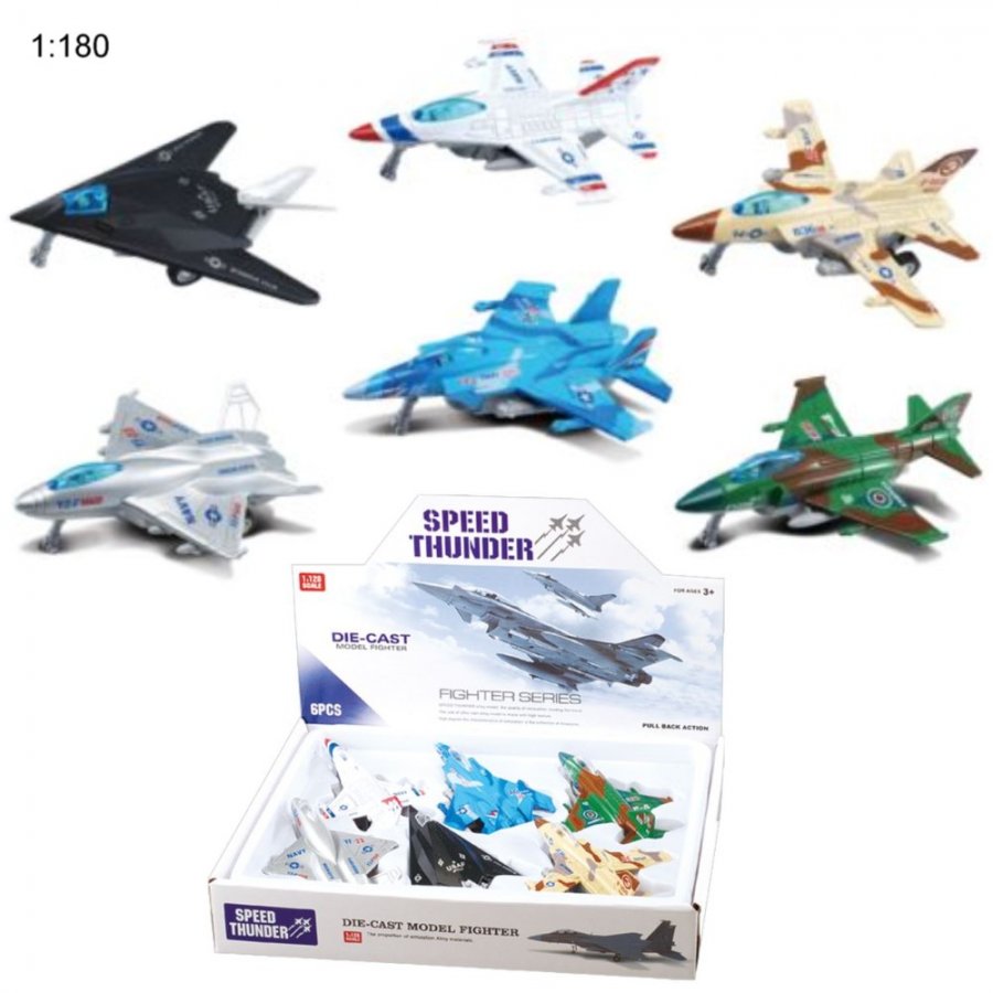 5" Diecast Models 1:128 Fighter Jet (6 Assot.) MLQ2495D-6