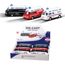 6" Diecast Models 1:40 Ambulance, Fire Truck, Police Car (3 Assot) 6" Diecast Models 1:40 Ambulance, Fire Truck, Police Car (3 Assot)