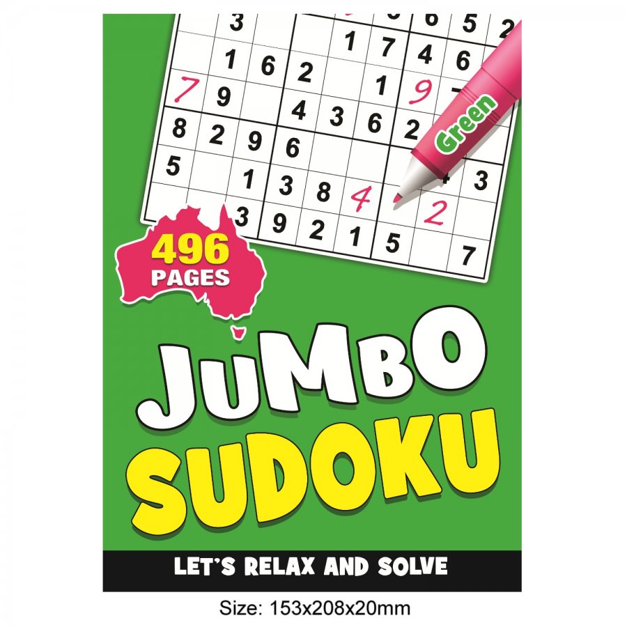 496 Pages Junbo Sudoku Book GREEN (MM99700)