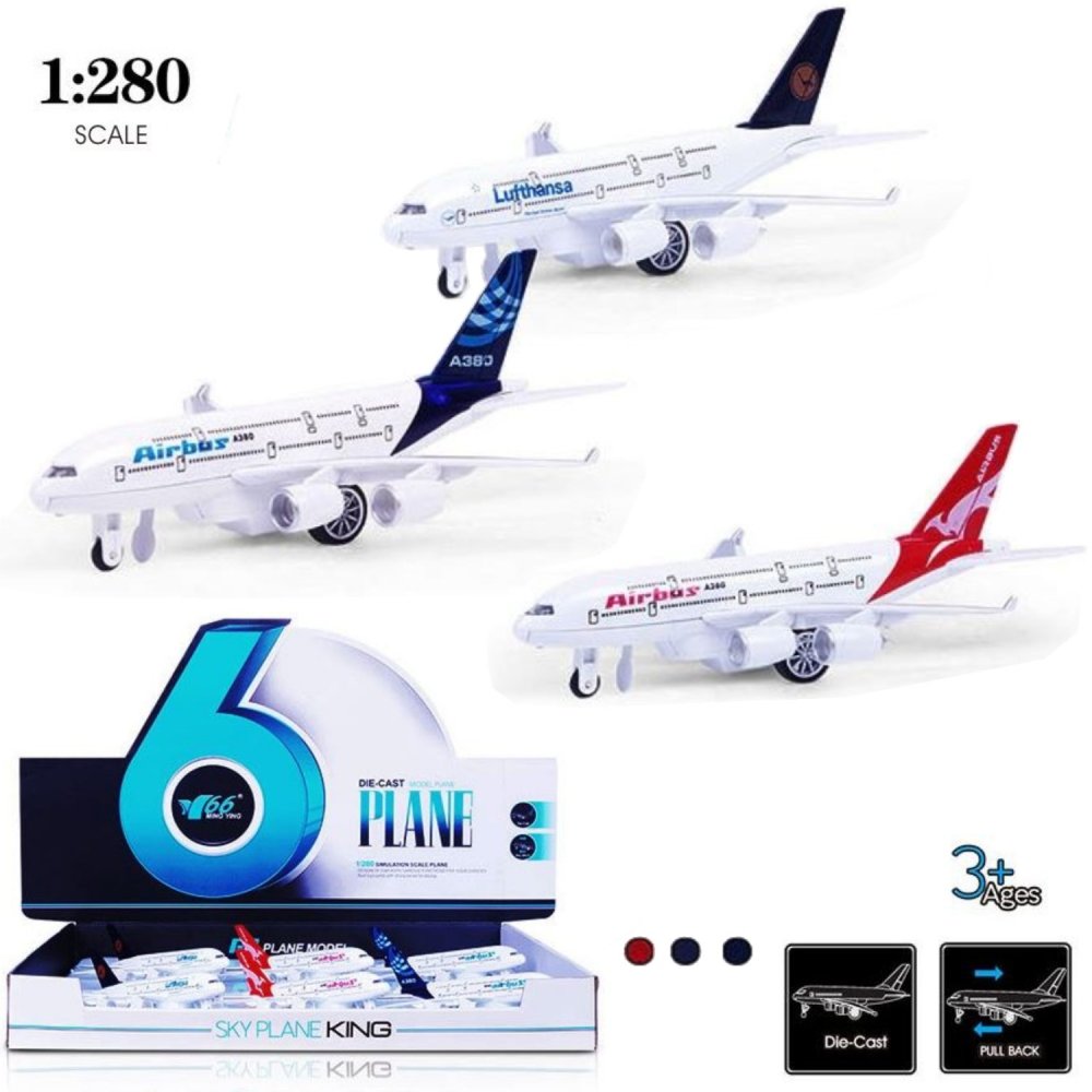 9" Diecast Models 1:280 Air Bus A383(3 Assorted)