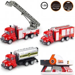 1:66 Diecast Models Fire Trucks B (3 Assorted, Pull Back Action) MY2567D-12 1:66 Diecast Models Fire Trucks B (3 Assorted, Pull Back Action) MY2567D-12