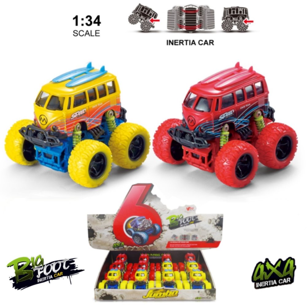 5\" 1:34 Diecast Big Wheel VW Bus (3 Assorted, Pull Back Action) MY2591D-12