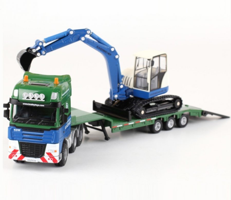 1:50 Flat Trailer with Loader (Blue-Green) Heavy Die cast Model KDW625038W