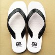 Rubber Strap Mens Double Pluggers Sandals - White/Black