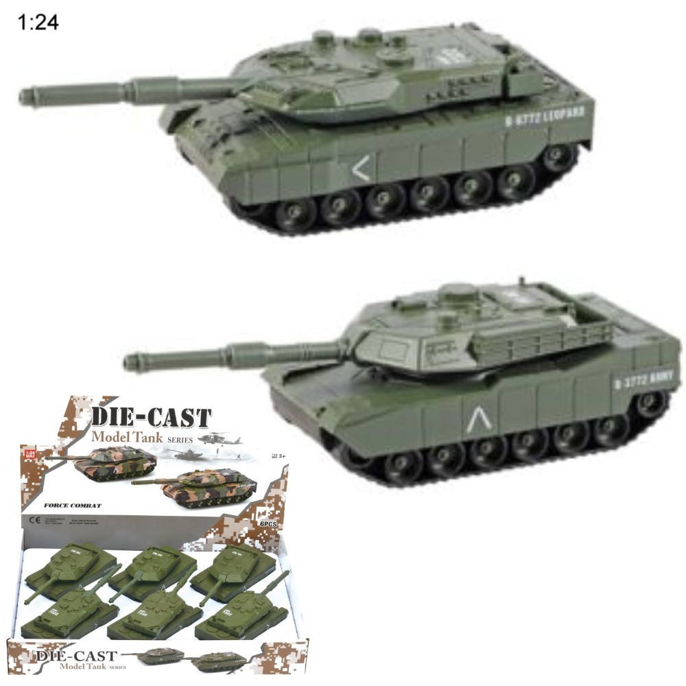 8" Diecast Models 1:24 Combat Tank (2 Styles)