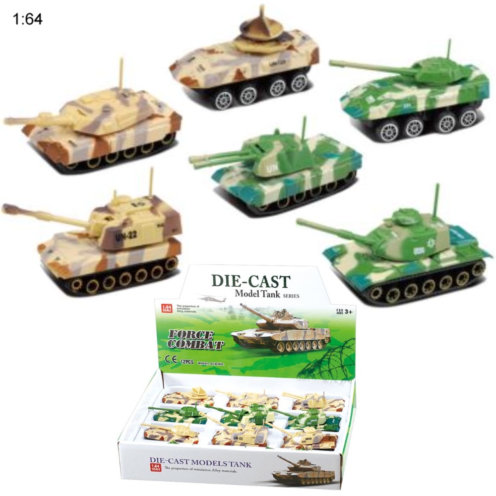 3\" Diecast Models 1:64 Combat Tank (6 Assot.)